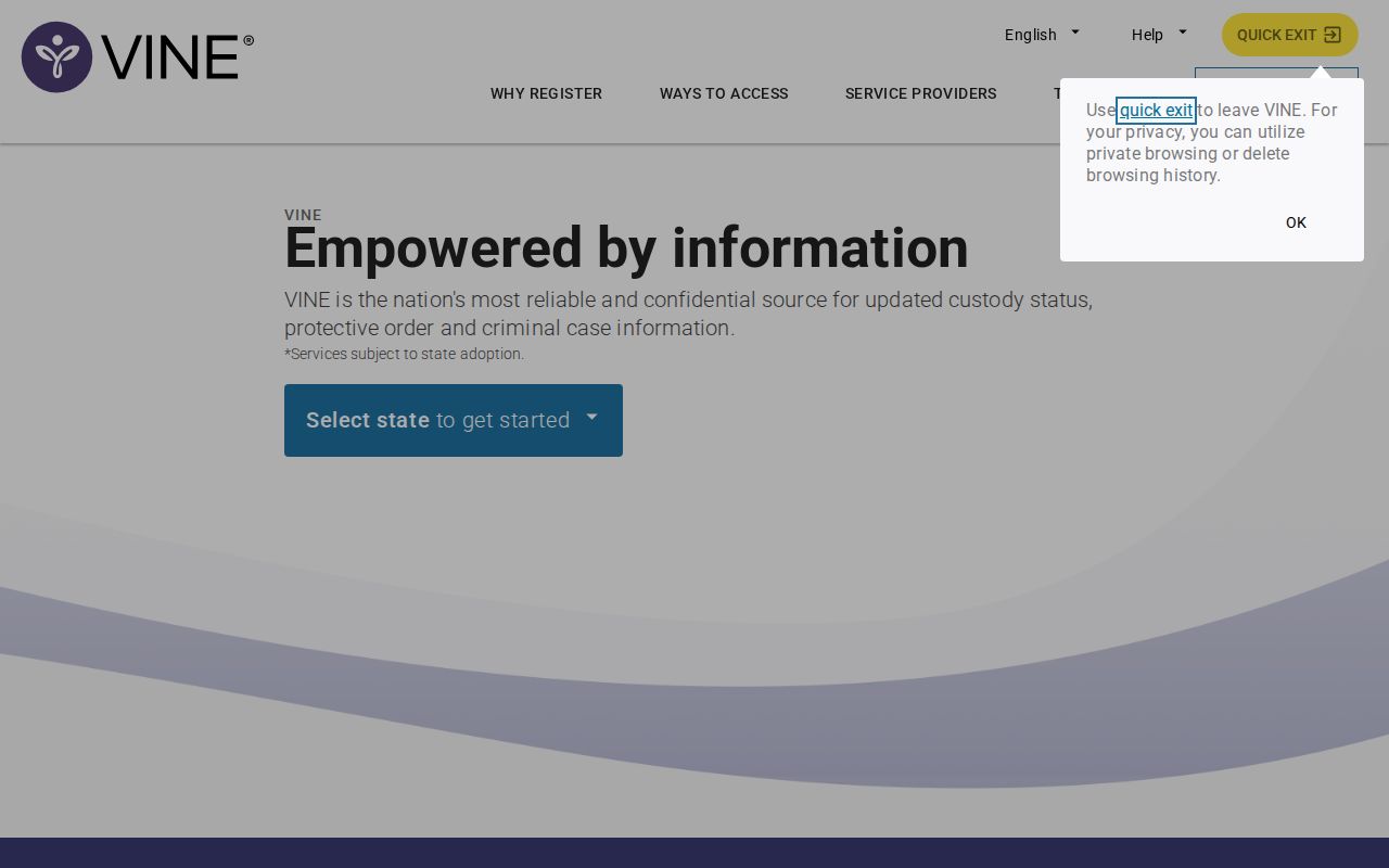 VINELink search screen for a Shelby County arrest custody check